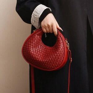 Elegant Red Woven Handbag